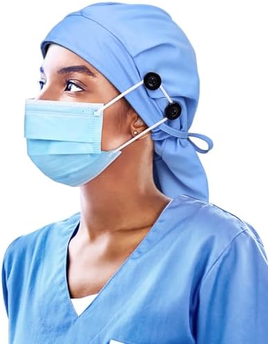 Satin Lined Work Cap with Button for Long Hair Women