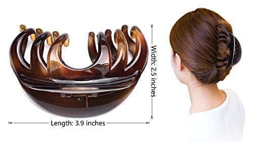 Hair Claw for Women, 4 Inch Pretty Hair Clip, Hair Grip for Thick Hair, Coffee and Niagara blue