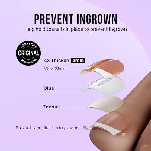 BTArtbox Press on Toenails Short, White French Tips Toenail Press Ons Square for Women, Fit Perfectly Press on Toe Nails with Glue, Fake Toenails in 16 Sizes- 32 Toenails Kit, Champ