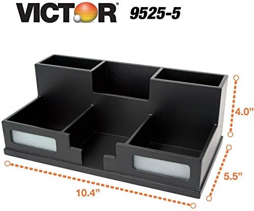 Victor Wood Desk Organizer with Smart Phone Holder, Midnight Black, 9525-5