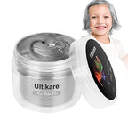 Ultikare Temporary Hair Color Wax, Grey, Natural Hair Wax Color Mud Cream for Dark Hair, Washable, Kids, Halloween, Cosplay, Party, Girls