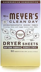MRS. MEYER'S CLEAN DAY Dryer Sheets, Fabric Softener, Reduces Static, Infused with Essential Oils, Compassion Flower, 80 Count