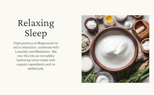 Magnesium Sleep Lotion with Lavender and Melatonin - Topical Application Night Cream- High Potency - Organic Materials - Large Size - Great Value - 8 fl. oz