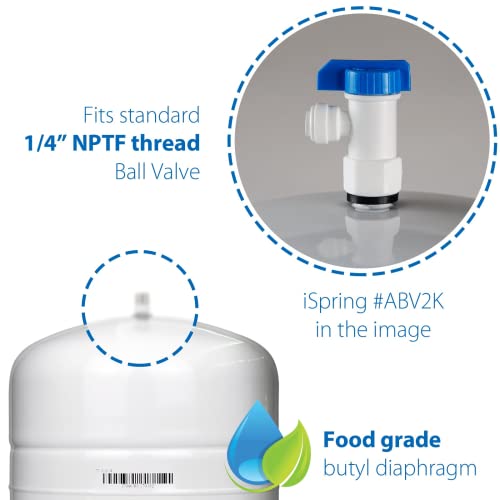 iSpring T55M 5.5 Gallon Residential Pre-Pressurized Water Storage Tank for Reverse Osmosis (RO) Systems , White