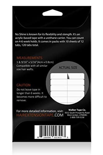 No Shine by BEAUTIFY Hypoallergenic Double Sided Hair Extension Tape, 4 cm x 0.8 cm, 120 Pre-Cut Tabs, One Color