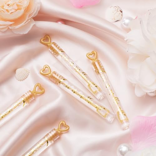 60 Count Wedding Mini Bubble for a Wedding Wands Bulk Heart Bubble Wand for Guests Send Off Party Supplies Valentine Anniversaries Celebration (Novel)