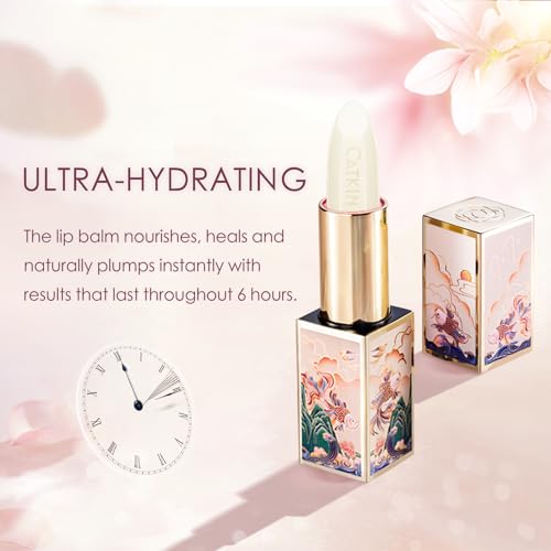 CATKIN Tinted Lip Balm Glitter Lip Stain Ultra Hydrating Lip Moistrurizer Chapstick with Vitamin E Nourishing For Cracked & Dry Lips 0.12 oz C11 Fairy - Coral Pink