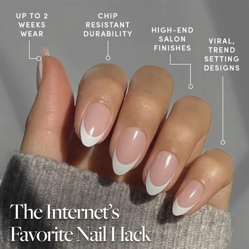 Glamnetic Press On Nails, Short Almond Glossy, Fake Nails 24pc Nail Kit