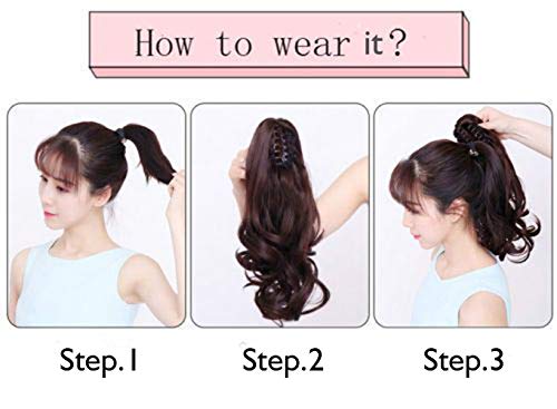FELENDY Ponytail Extension Claw 18" 20" Curly Wavy Straight Clip in Hairpiece One Piece A Jaw Long Pony Tails for Women Ash Blonde Mix Light Bleach Blonde