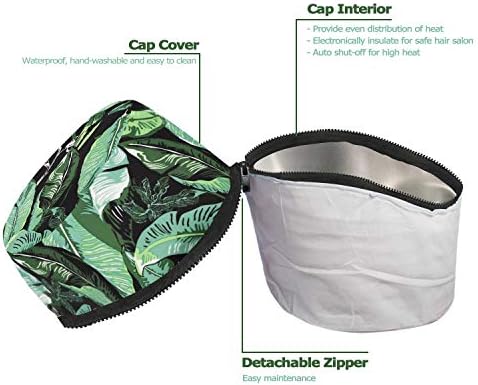 VICARKO Hair Steamer Thermal Heat Cap Deep Conditioning Natural Black Hair Scalp Treatment Spa Hot Head Care Electric for Home Use Leaf Print