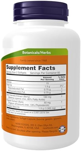 NOW Foods Supplements, Pygeum & Saw Palmetto with Pumpkin Seed Oil, Men's Health*, 120 Count(Pack of 1)