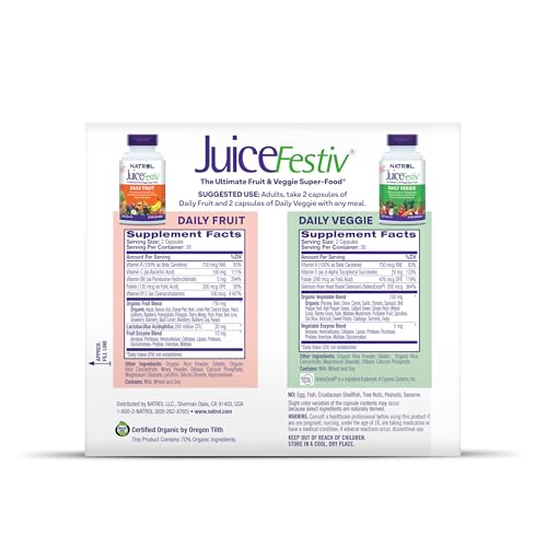 Natrol JuiceFestiv, Vitamins and Supplements for Nutrition & Well-Being, Antioxidants for Cellular Health, 60 Capsules (2-Count), Up to a 30 Day Supply