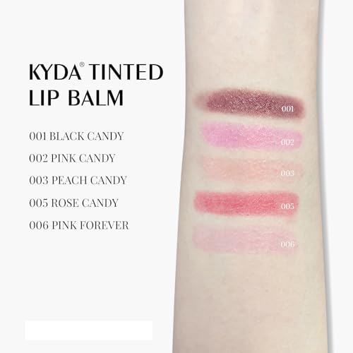 KYDA 2 Colors Tinted Lip Balm, Hydrating Sheer Formula Lip Balm, Natural Glossy Finish, Moisturizing Lip Care Balm for Dry Lips, Black Candy +Rose Candy