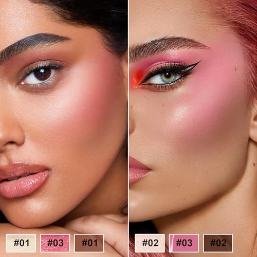 6 Colors Cream Contour Stick Makeup Kit,Shades with Highlighter Stick,Blush Stick and Bronzer Contour Stick for Sculpt the Cheeks,Long Lasting,Waterproof,Matte & Dewy Finish for Woman (SET A)