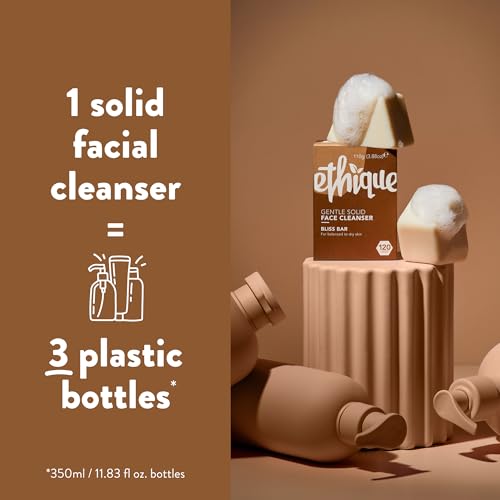 Ethique Gentle Solid Face Cleanser for Balanced to Dry Skin - Bliss Bar - Plastic-Free, Vegan, Cruelty-Free, Eco-Friendly, 3.88 oz (Pack of 1)