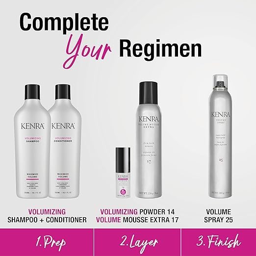 Kenra Professional Volumizing Shampoo | Maximize Volume | Creates Body, Bounce & Fullness | Increases Volume By 30% | Extends Lift From Stylers By Up To 155% | Fine To Medium Hair | 10.1 fl. Oz