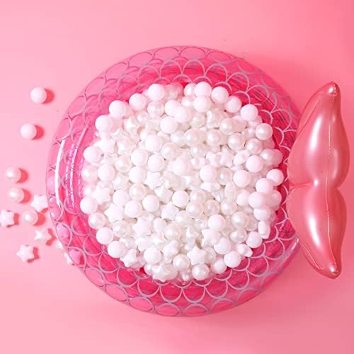 GOGOSO Ball Pit Balls for Toddler, Baby Plastic Playballs Kids Soft Pastel Pelotas Non-Toxic BPA-Free, Pearl White+White Star Balls,100 Balls