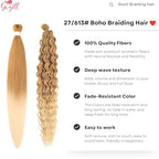 Honey Blonde Boho Braiding Hair Synthetic 27/613# Deep Wave Boho Braids Hair for Braiding
