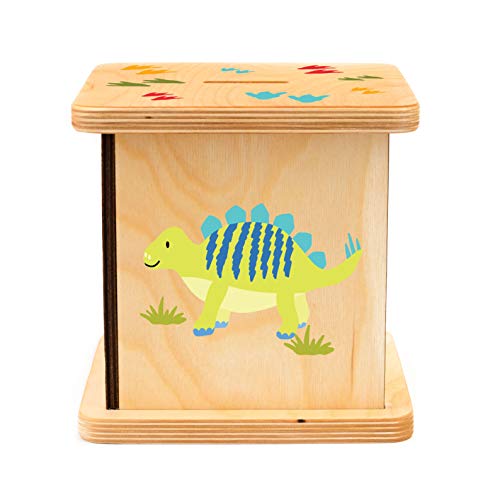 Wooden Piggy Bank for Kids and Adults, Personalized Gift Handmade in USA by BloomOwl, Custom Piggy Bank, Personalized Banks for Kids, Gifts for Baby Boys and Girls (Dinosaur- Fun)