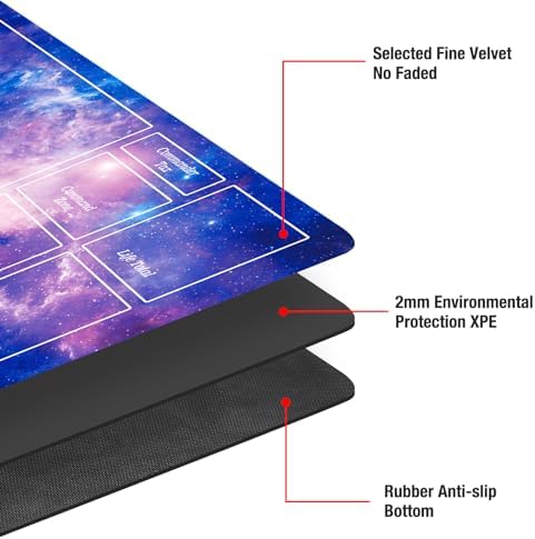 Stitched MTG Playmats for Magic The Gathering Play Mat with Tube Case for MTG Card Game Playing (Starry Zones)