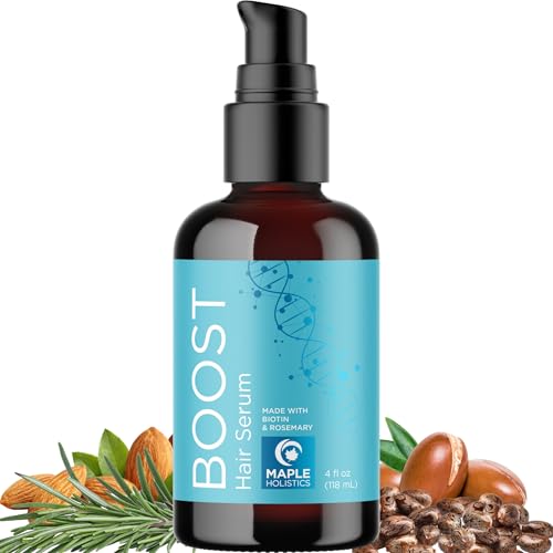 Biotin Hair Growth Serum - Rosemary Hair Thickening Serum with Peppermint Caffeine and Black Castor Oil for Hair Growth - Volumizing Hair Serum for Hair Growth for Men & Women - Vegan & Cruelty Free