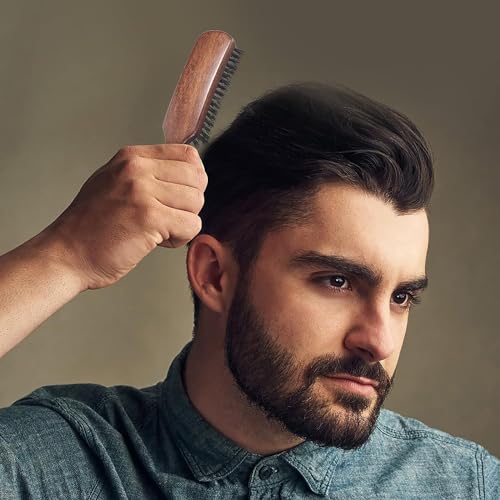 Hair brush for Men, Boar Bristles Brush for Fine Thin Medium Hair, Nature Boar Hairbrush for Beard Styling