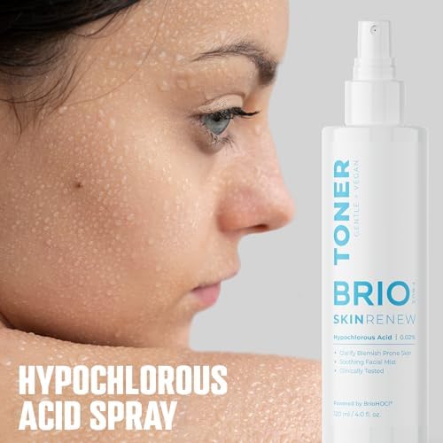 BRIOTECH Skin Renew Toner, Hypochlorous Acid Spray Topical Skin Spray for Face and Skin, Minimize Appearance of Blemishes, Soothing Mist for Redness & Bumps, 4 fl oz