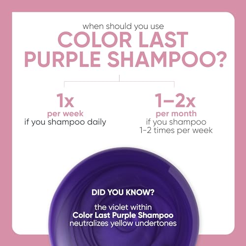 Biolage Color Last Purple Shampoo |Neutralizes Brass & Unwanted Yellow Tones |With Fig & Orchid |For Color Treated Hair |Paraben-Free |Vegan