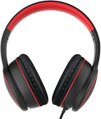 RORSOU R10 Kids Headphones Over-Ear with Microphone, Lightweight Folding Stereo Bass Headset with 1.5M No-Tangle Cord, Portable Wired Headphones for Smartphone Tablet Computer MP3 / 4 (Black)