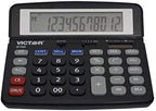 Victor 9700 12-Digit Standard Function Business Calculator, Battery and Solar Hybrid Powered Tilt LCD Display, Great for Home and Office Use, Black