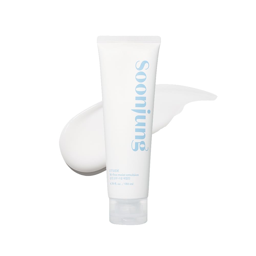 ETUDE SoonJung 10 Free Moist Emulsion, Face Moisturizer, Non-Sticky Lotion for Sensitive Skin, pH Balanced Formula, Panthenol, Madecassoside, Korean Skin Care, Beauty (4.39 Fl Oz)