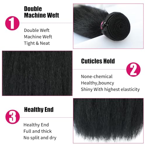 Yaki Straight Kinky Straight Single Bundle Human Hair 18 Inch 12A 100% Unprocessed Natural Black