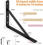 Heavy Duty Shelf Brackets 12 x 8 inches, 6 Pack Black Metal Shelves Supports, Load Capacity: 600 lb, Wall Mounted Angle L Floating Shelf Bracket, Rough Texture Powder Coating, HOME MASTER HARDWARE