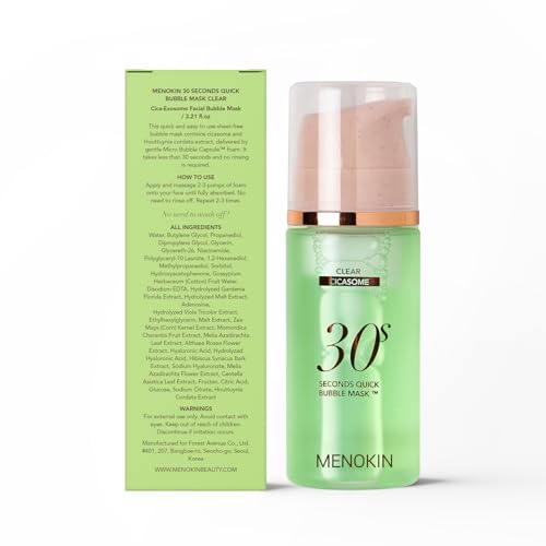 MENOKIN 30 Seconds Bubble Serum Mask [No wait, Simply rubbing the bubble into your skin, finish the facial mask][CLEAR] Centella asiatica & calming mask, Radiance-boosting 3.21 fl.oz