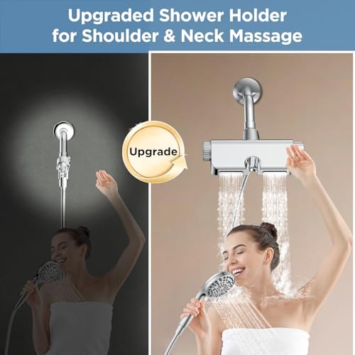 Filtered Shower Head with Handheld Combo - Dual 2-in-1 Spa System with Massage Shower Head and 10 Modes Hand Held Shower Head, High Pressure, Built in Power Wash Mode (Chrome)