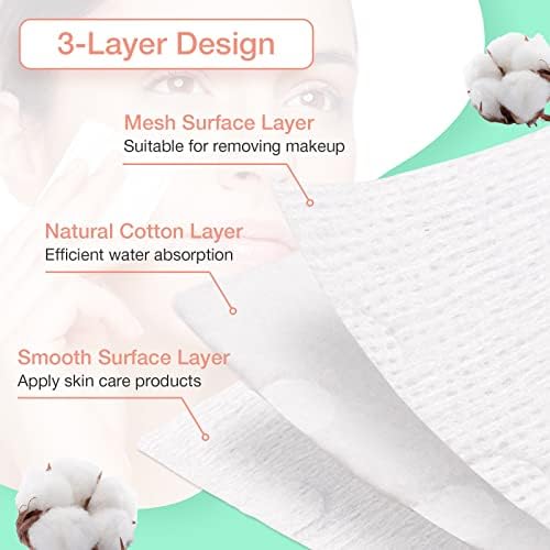 444PCS Square Cotton Pads for Face, Ultra Soft & Lint-Free & Textured, Facial Eye Makeup Remover Pads, Face Pads Cleansing Cotton Squares, Natural Premium Cotton Rounds Cosmetic Cotton Pads for Toner