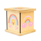 Wooden Piggy Bank for Kids and Adults, Personalized Gift Handmade in USA by BloomOwl, Custom Piggy Bank, Personalized Banks for Kids, Gifts for Baby Boys and Girls (Rainbow)