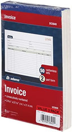 Adams Invoice Book 3 Pack, 2 Part Carbonless Invoices, Horizontal Sales Slip, 5-9/16 x 8-7/16 Inches, 50 Sets per Book (DC5840-3)