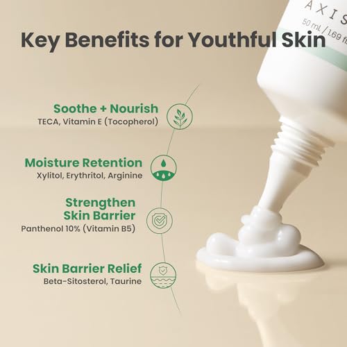 AXIS-Y Panthenol 10 Skin Smoothing Shield Cream - Daily Facial Moisturizer Barrier Cream for Long Lasting Hydration & Soothing - Vegan Korean Skin Care Face Lotion for All Skin Types - 1.69 fl. oz.