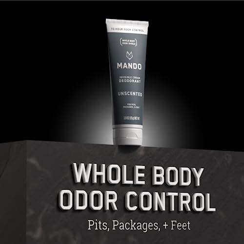 Mando Whole Body Deodorant - Invisible Cream Tube and Solid Stick - 72 Hour Odor Control - Aluminum Free, Baking Soda Free, Skin Safe - 3.0 Ounce Tube and 2.6 Ounce Solid Stick Bundle - Unscented