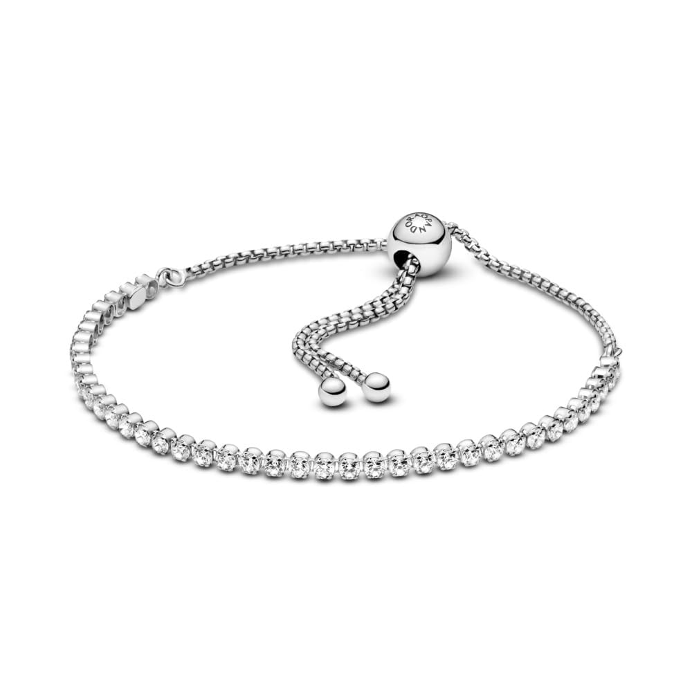 PANDORA Sparkling Slider Tennis Bracelet - Adjustable Slider Bracelet - Jewelry for Women with Gift Box - Sterling Silver & Cubic Zirconia - 9.8"
