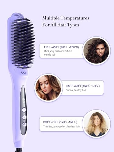 LANDOT Hair Straightener Brush Heated Straightening Brush: Negative Ion Hot Hair Brush Straightener for Smooth Frizz-Free Hair - Dual Voltage Ceramic Straightening Brush