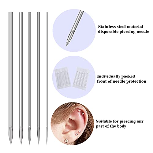 Piercing Needles - LQ 100Pcs 18G Body Piercing Needles Disposable Professional Piercing Needles for Body Ear Navel Nose Lip Nipple (18G 100PC)