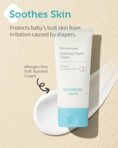 Pri-mmune Calming Diaper Cream - Korean Baby Diaper Cream with Zinc Oxide and Panthenol - Treats, Soothes - Soft Matte Skin, Allergen-Free, 2.7oz.