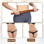 Wood Therapy Guasha Wood Stick Massage Tools, Lymphatic Drainage Massage Stick, Stomach Cellulite Massager, Myofascial Release Tool, Ease Pain Self Body Sculpting, Mountable Handle Double Row 20 Beads