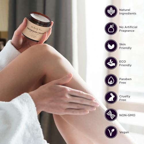 Magnesium Cream for Sleep, Muscle Soreness & Cramps Relief with Hemp Seed Oil, Vitamin E, Shea Butter - Topical Magnesium Lotion for Calm & Relaxation - Unscented - 4fl oz - Made in Canada