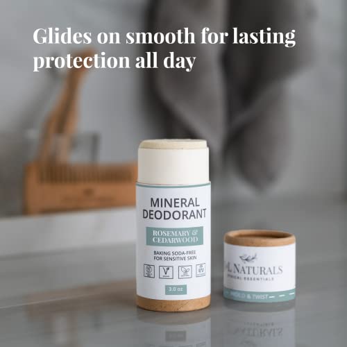 J&L Naturals Mineral Deodorant | Baking Soda-Free, 100% Natural, Sustainable | Sensitive Deodorant For Women & Men | Aluminum Free, Vegan, Cruelty-Free (Rosemary & Cedarwood, 3 Oz (Pack of 1))