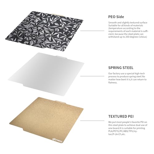 3D Printer Platform 257 x 257mm for Bambulab X1 X1C P1P P1S: Powder PEI - Texture PEO Build Plate for 3D Printing Project Removable and Flexible Spring Steel Sheet BCZAMD