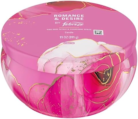 Febreze Scented Candle, Romance & Desire Scent, 11 oz 4 Wick Candle, Single Pack