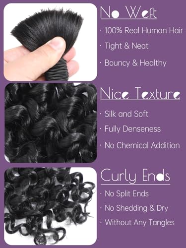 Human Braiding Hair for Boho Braids 50g 18 Inch Water Wave Bulk Human Hair for Braiding No Weft 12A Brazilian Virgin Hair Extensions Wet and Wavy Human Hair (Water wave, 50g-18 inch)